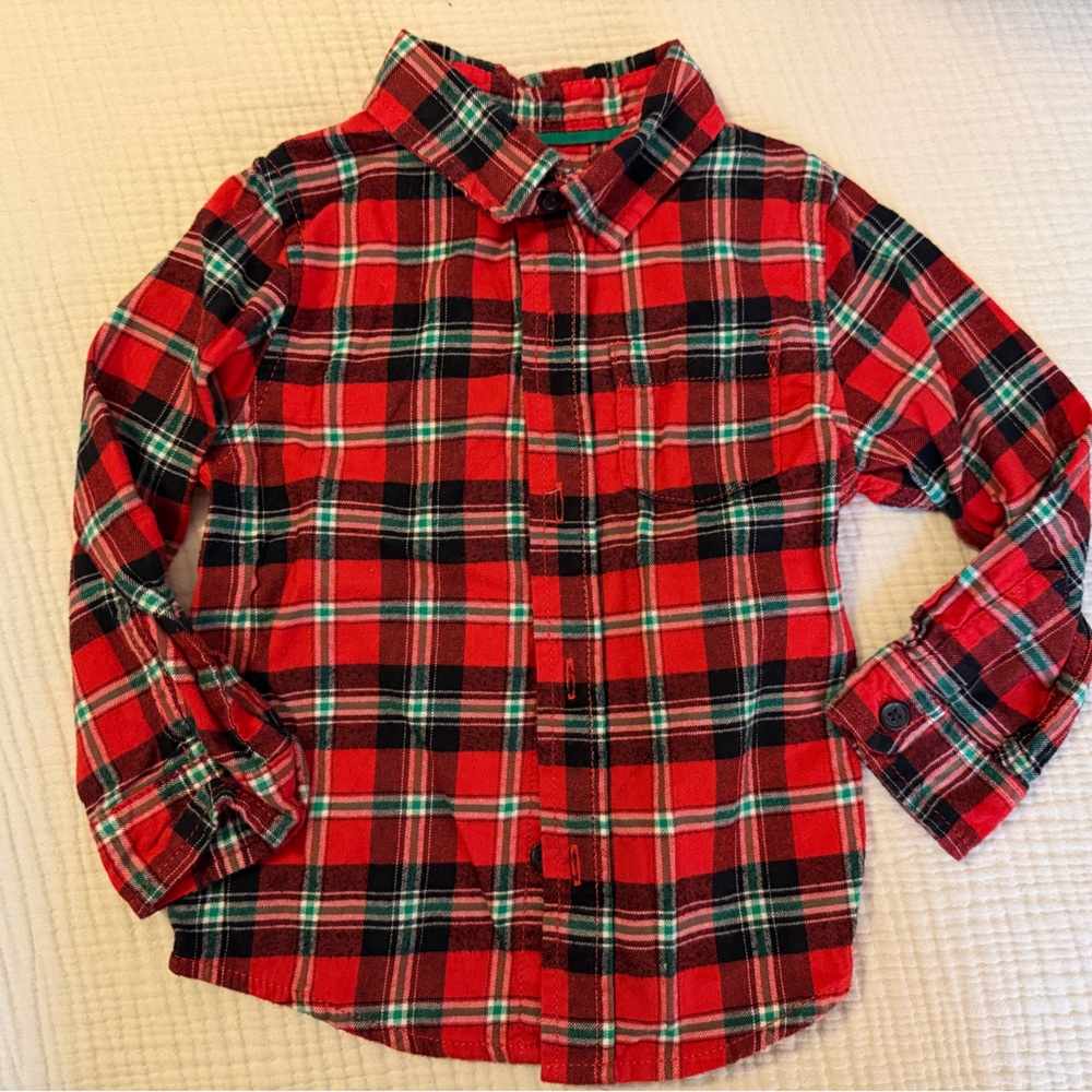 Cat & Jack Red Plaid Button Down Shirt